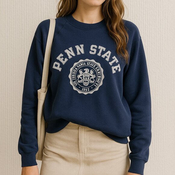 Artex Sweaters - Vintage 80s Penn State Artex Sweatshirt Crewneck Made in USA Navy Small